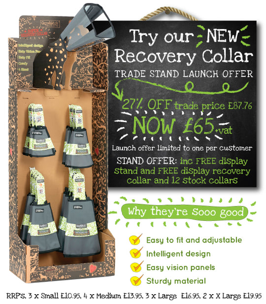 Display stand, cardboard, Comfy Recovery Collar, complete with fill